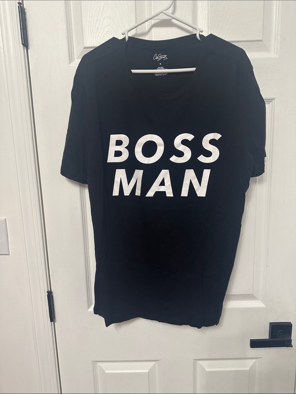 City Streets Black Graphic Tee with Bold White "BOSS MAN" Print